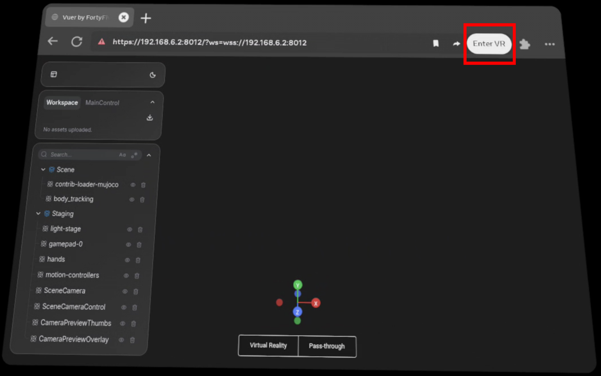 Enter VR button