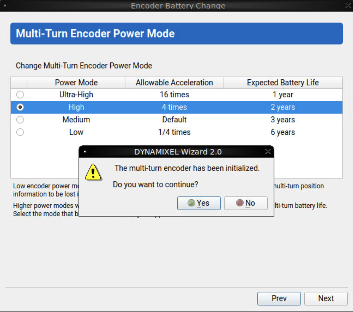 Multi-turn encoder power mode
