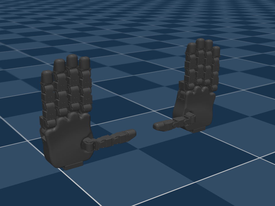 Left and right HX5-D20 hands loaded in MuJoCo