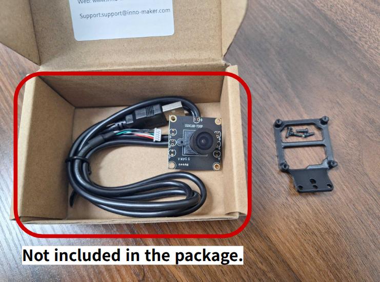 Optional camera and included mounting hardware