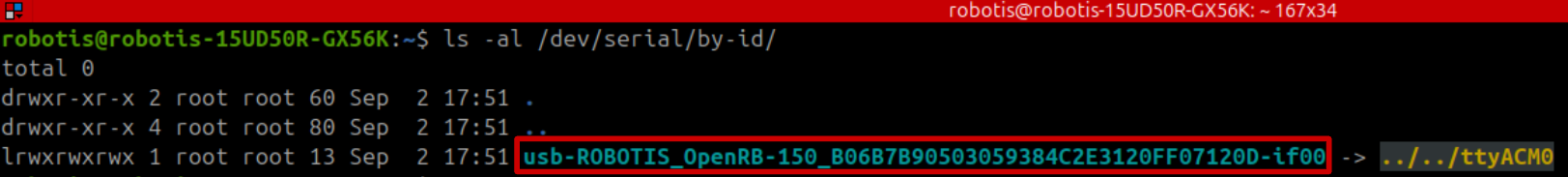 Follower serial device by-id listing example